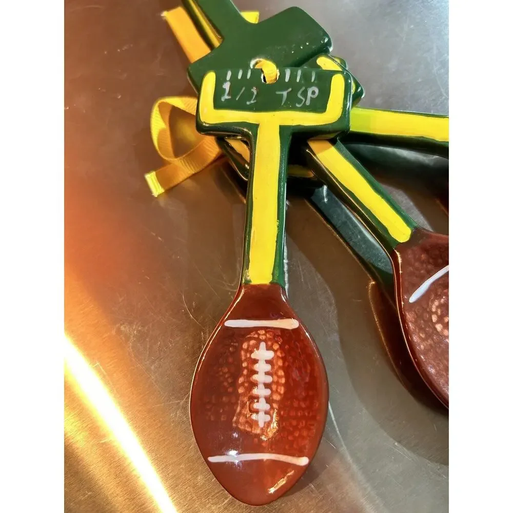 Set Of 4 Measuring Spoons: Green Bay Packers NFL Football theme